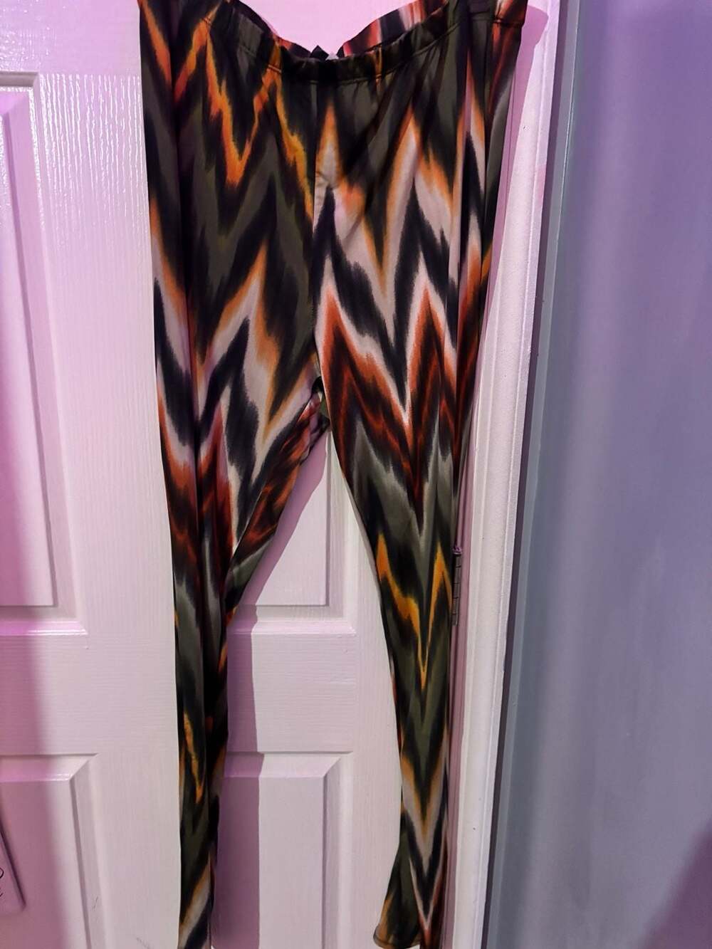 Eyrey Chevron Leggings Multicolor Zig Zag Print Pants 3X